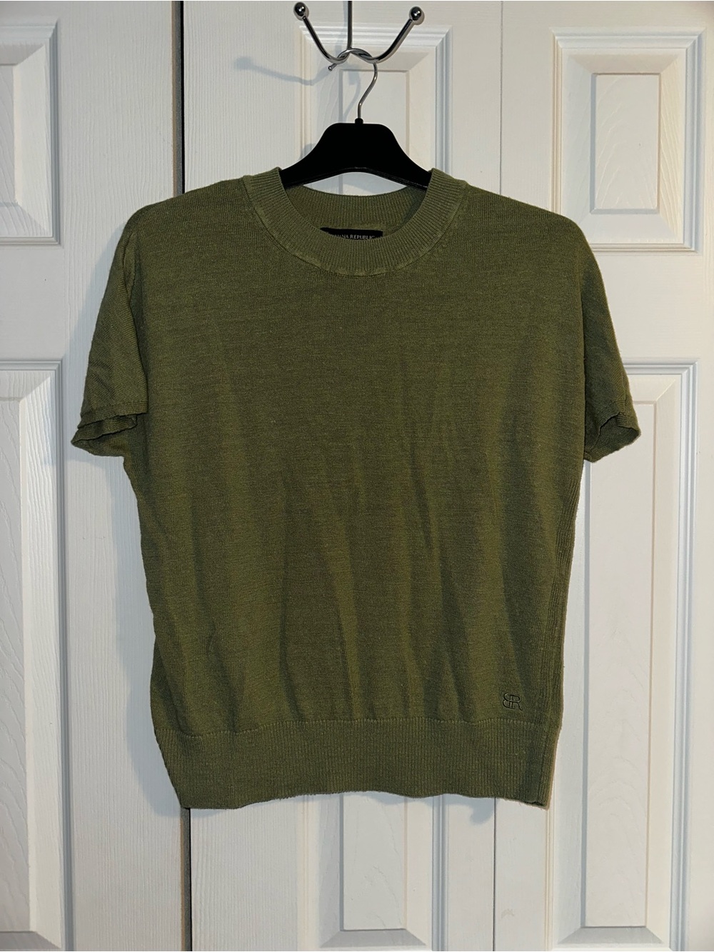 Banana Republic Olive Crewneck Short-Sleeve Sweater
